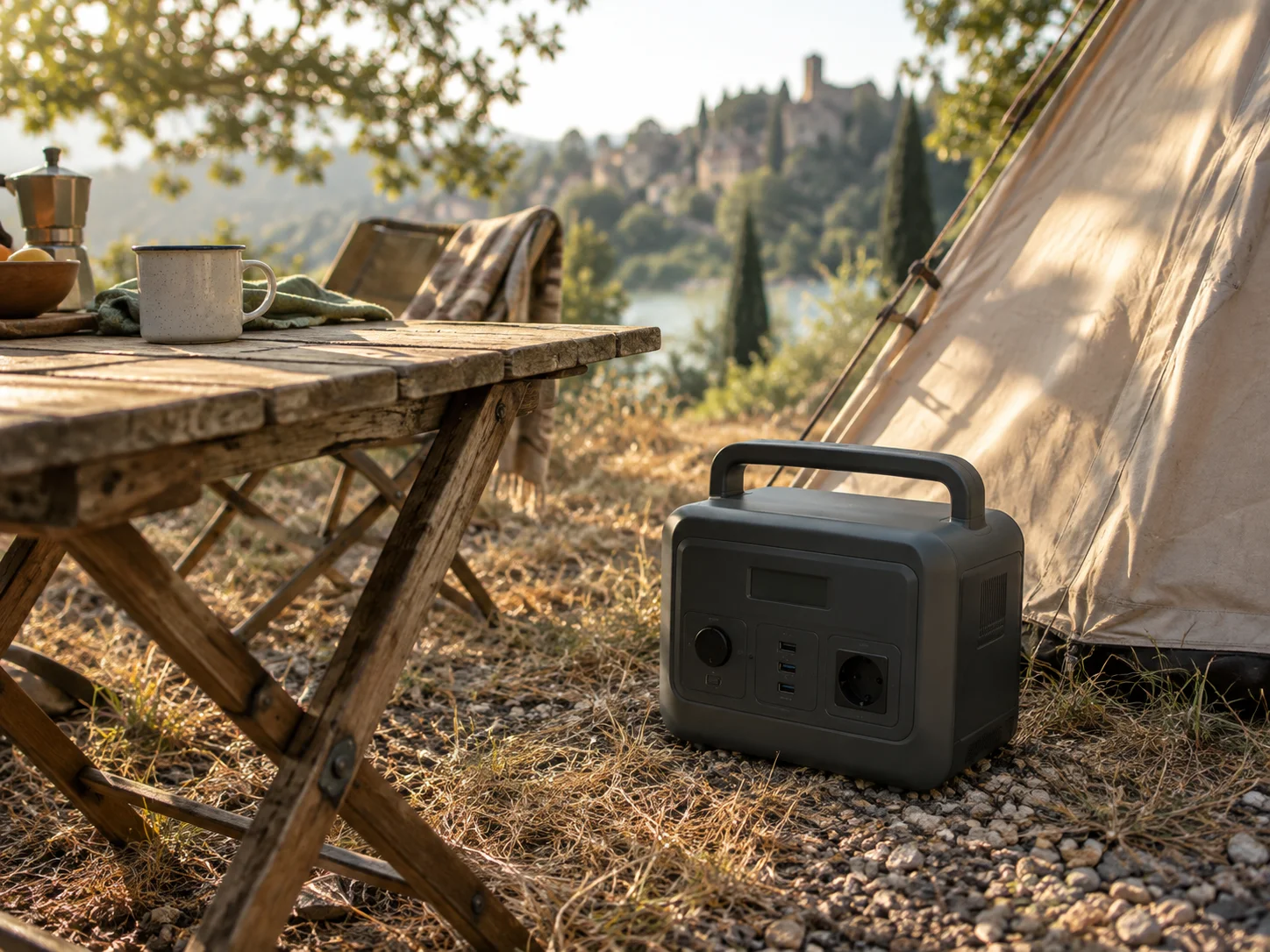 Tragbare Stromstation en situation, Powerstation Test