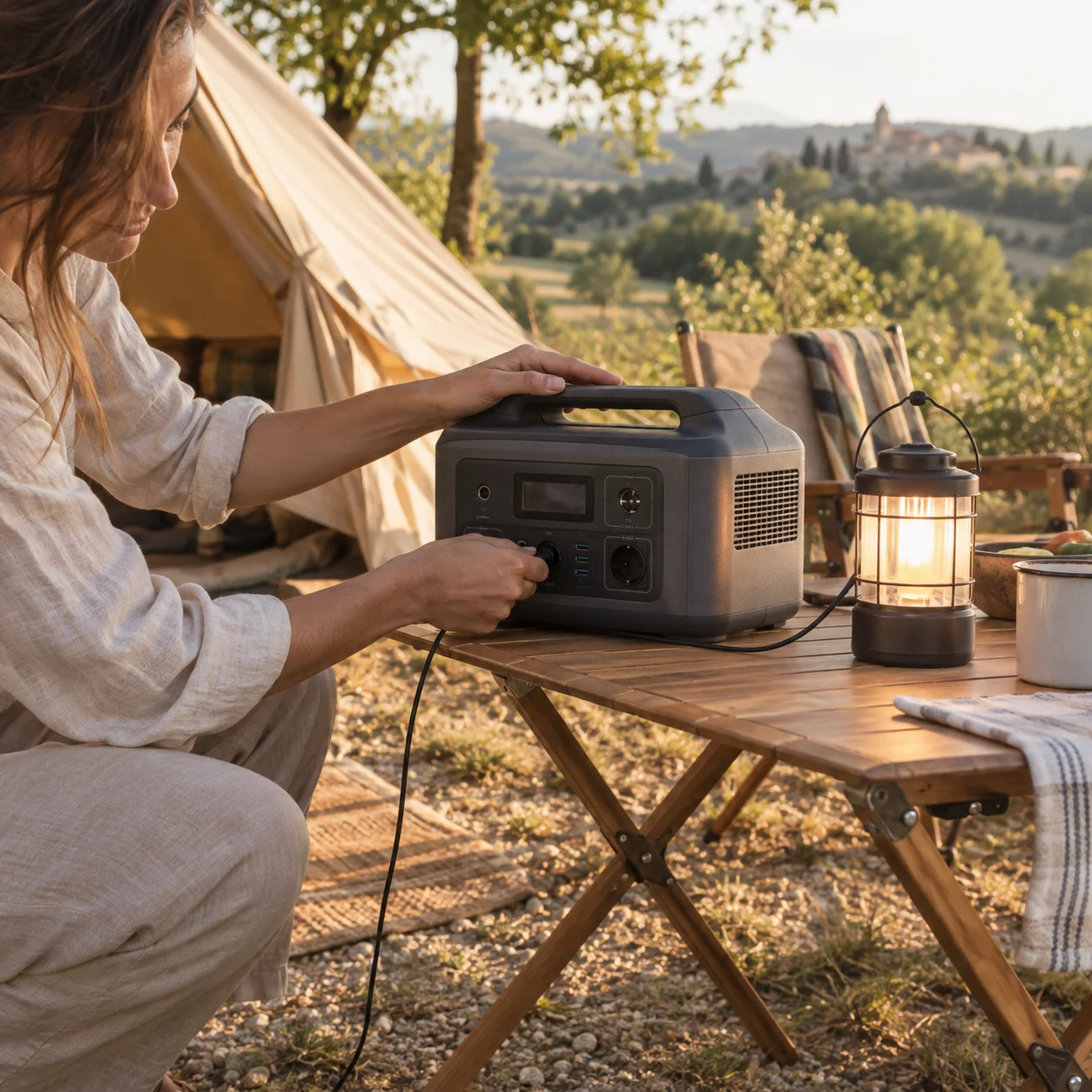 Tragbare Stromstation im Einsatz, Powerstation Test